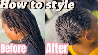 Black dye and braided short dreadlocks styles for femalesubscribelocsbeautifullocsbraidseasy [upl. by Nodnart]