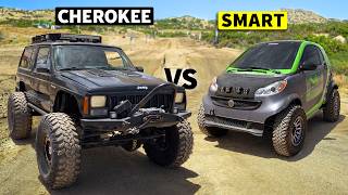 OffRoad Recovery Jeep XJ vs Lifted Smart Car  THIS vs THAT OffRoad [upl. by Ginny]