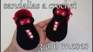 Sandalias a crochet para bebe modelo minnie mousse 3 a 6 mesestejido [upl. by Heimer]