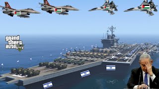 Israeli Navy Aircraft Carrier Badly Destroyed by Irani Fighter Jets in Jerusalem Sea  GTA 5 [upl. by Graff]