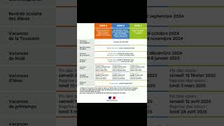 Calendrier des vacances scolaires 2024 2025 en France [upl. by Gnoc352]