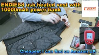 ENDIESS Electric Heated Vest with USB 10000mAh power bank review and unboxing [upl. by Mozza]