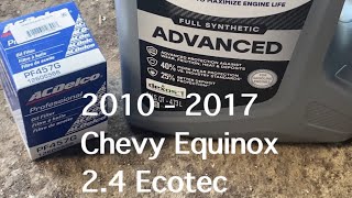 Chevy Equinox 24 Oil and Filter change [upl. by Enrika]