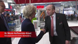 Dr Nicole HoffmeisterKraut  Besuch HANNOVER MESSE 2017  SEWEURODRIVE [upl. by Eivla]