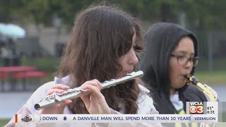 Sullivan High School band dedicates performance to teacher who passed [upl. by Naivaf]