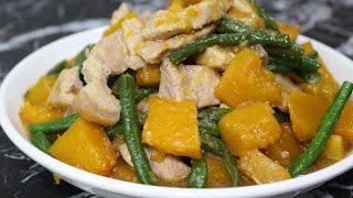 Pork Squash Recipe  Ginisang Kalabasa with pork and sitaw [upl. by Truman]