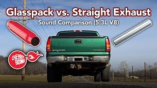 Cherry Bomb® Glasspack vs Straight Exhaust Pipe  Sound Comparison  53L Chevy [upl. by Hew445]