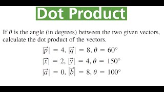 DOT PRODUCT Of Vectors From Given Magnitudes amp Angle 1 [upl. by Adnaw719]