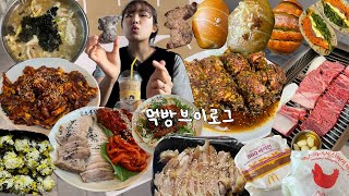 먹방브이로그 고생끝에 먹을 빵 온다 🍔  햄버거 샌드위치 만들어먹기 소금빵 한반도빵  빵먹방 디저트먹방 mukbang vlog [upl. by Miksen]