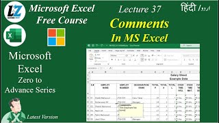 37 How to add Comments in Microsoft Excel MS Excel Free Course learning excel microsoft office [upl. by Thaddaus285]