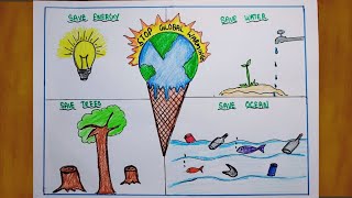 Global warming drawingsave Earth drawing [upl. by Furtek267]