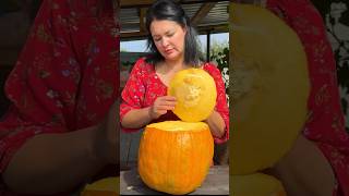 Pumpkin instead of a cauldron Tender Tongues with Rice Baked in a WoodFired Ovencooking asmr [upl. by Enilrem100]