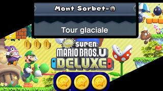 New Super Mario bros U  Tour Mont Sorbet  TOUR GLACIALE soluce PIECES ETOILES [upl. by Ylicis]