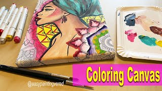 Coloring Canvas  Pre Drawn Canvas for Painting  VeredShop African Queen  Stress reliever [upl. by Enyamart]