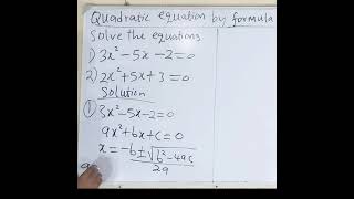 Formula method of quadratic equation [upl. by Airtina]