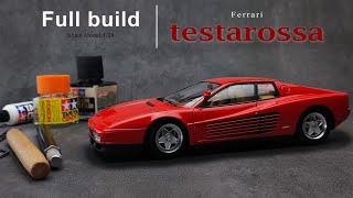 Ferrari Testarossa  Full build Step by step  Scale model  Tamiya  124  ASMR [upl. by Lewanna]