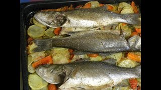 Lavraki Plaki baked Branzino on a Bed of Vegetables [upl. by Eirac]