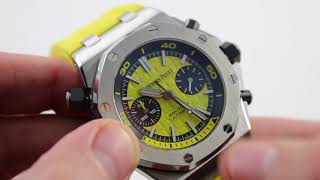 Audemars Piguet Royal Oak Offshore Diver Chronograph Yellow 26703STOOA051CA01 Watch Review [upl. by Yeneffit]