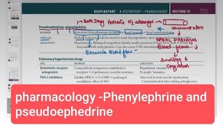 pharmacology Phenylephrine and pseudoephedrineRespiratory 66  First Aid USMLE Step 1 [upl. by Aslam]