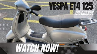 Vespa ET4 125 Oil change motorcycle piaggio vespa [upl. by Oecile450]