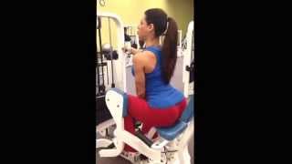 Glute training hip abductor machine leaning forward slow motion squeezing the GLUTES [upl. by Zacharias]