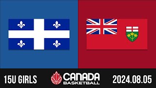 2024 Canada Basketball Nationals 🏀 15U GIRLS Quebec v Ontario Aug 5 2024 [upl. by Beilul]