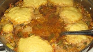 non traditional HAMBURGER SOUP with VEGETABLES and steam DUMPLINGS using Clamato Tomato Juice [upl. by Sophie]