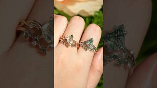 ✨Different materials of moss agate ring set 🌲🧚‍♀️ handmadejewelry jewelry weddingrings [upl. by Yahsel403]