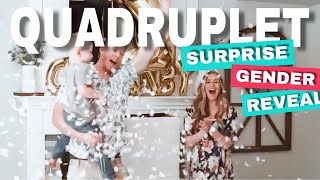 SURPRISE QUADRUPLET ANNOUNCEMENT AT GENDER REVEAL PARTY [upl. by Yrian]