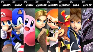 Mario VS Sonic VS Kirby VS Young Link VS Inkling VS Banjo amp Kazooie VS Sora VS Ridley Smash Ultimate [upl. by Archie]