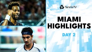 Monfils Faces Lajovic Sonego AugerAliassime In Action  Miami 2024 Day 2 HIghlights [upl. by Malita295]