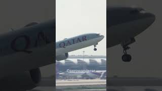 QATAR AIRWAYS B777300ER takeoff at Bangkok Airport aviation shorts plane b777 takeoff bangkok [upl. by Neelram962]