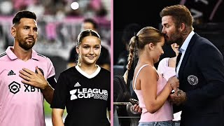 David Beckham Kissed His Daughter Harper After She Lead Lionel Messi to His Latest Victory [upl. by Aicen816]