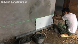 Amazing Building Contruction  Install Ceramic Tiles On The Wall [upl. by Malas143]