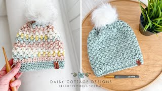 Easy Crochet Beanie Tutorial [upl. by Yrrap57]