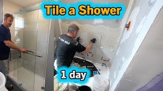 Tile a Shower in a Day  PLAN LEARN BUILD [upl. by Halimeda321]