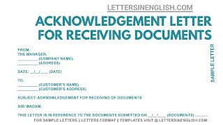 Acknowledgement Letter for Receiving Original Documents Acknowledgement Format  Letters in English [upl. by Yramliw]