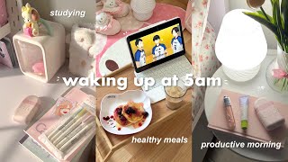 waking up at 5am🧁📝 5am studying morning routine closet cleaning healthy meals productive vlog 🍥 [upl. by Huang]