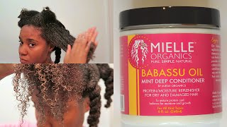 Mielle Organics Babassu Oil Mint Deep Conditioner Review  KINKY HAIR [upl. by Jehu554]