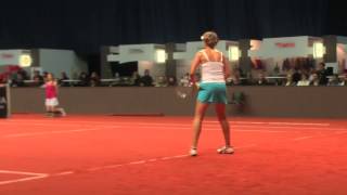 Greta Arn service game vs Sesil Karantantcheva  Porsche Tennis Grand Prix 2012 [upl. by Annohsal]