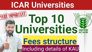 Top ICAR Universities in India Fees structure details [upl. by Barbey]