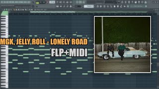 mgk amp Jelly Roll  Lonely Road MIDI  FLP FL Studio Piano Tutorial  Cover [upl. by Acinaj]