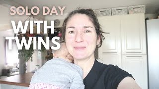 Solo Mom Day in the Life of Newborn Twins  tandem babywearing [upl. by Ecinnahs]