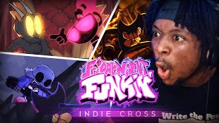 INSANE FNF INDIE CROSS FIGHTS REACTION [upl. by Nosrettap417]