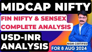 🔴MIDCAP NIFTY TOMORROW PREDICTION  8 AUGUST THURSDAY  FINNIFTY TOMORROWUSDINR ANALYSIS [upl. by Antsirhc]