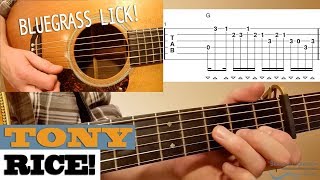 LICK 9  Tony Rice  Bluegrass Guitar Lesson with TAB [upl. by Ahsilaf202]