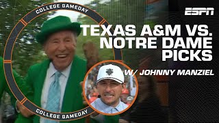 College GameDay’s pick for Notre Dame vs Texas AampM with Johnny Manziel 🏈 [upl. by Greff]