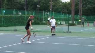 Hantuchova Practicing with Görges and Radwanska at the 2012 Toray PPO [upl. by Sadick]