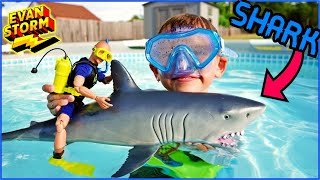 Evan Storms Shark WeekToy Divers Swimming Pool Learning Adventure [upl. by Kerby422]