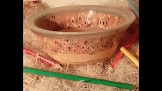 Woodturning A pencil bowl with compact disc rimUpcycling [upl. by Aronoh853]